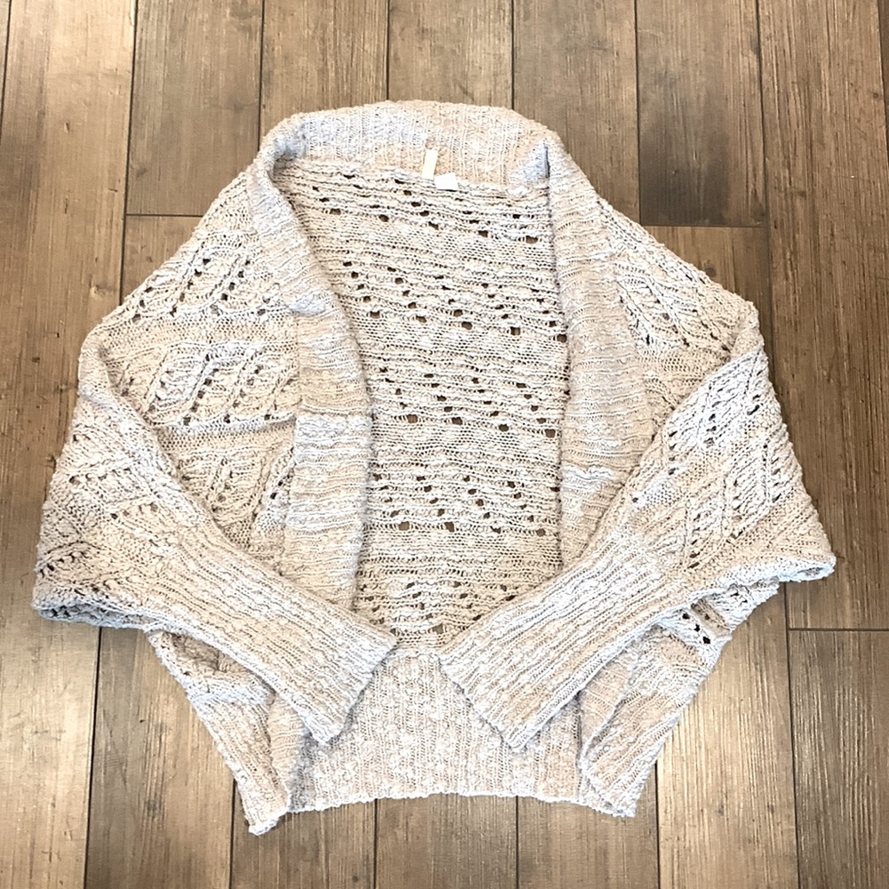 Anthropologie Ivory Open-Knit Cropped Cardigan